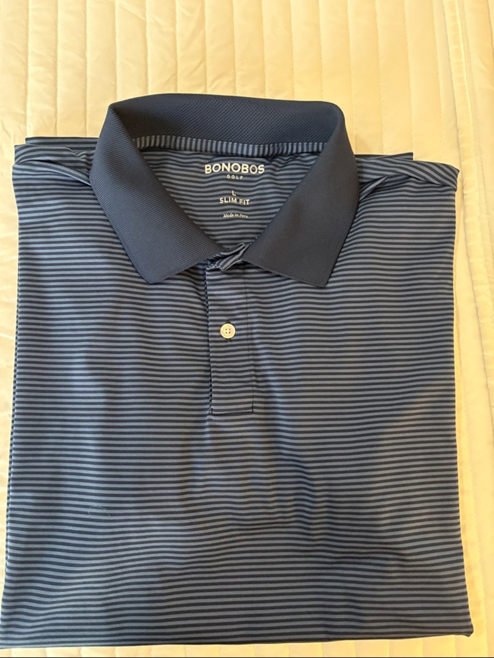 Bonobos Slim Fit Striped Polo - Navy and Light Blue L slim fit